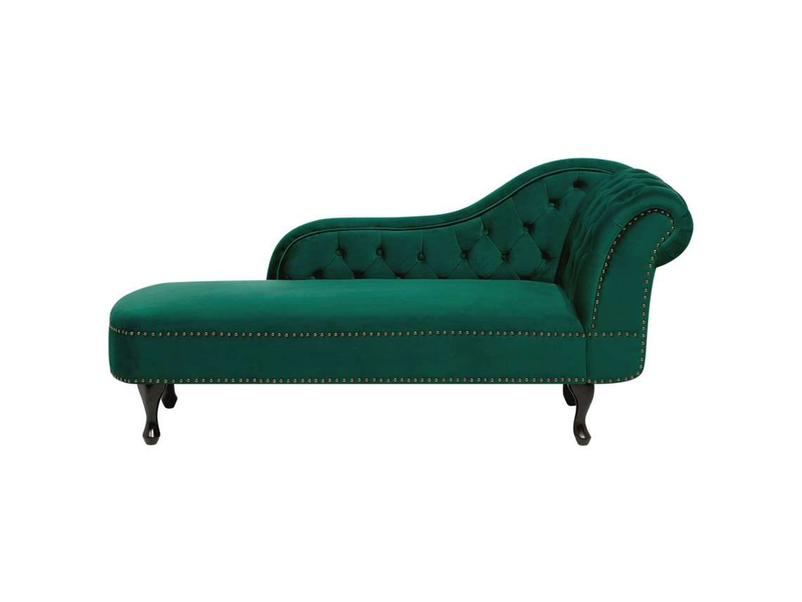 Chaise longue derecho BELIANI Nimes de Terciopelo Verde 169x65x79