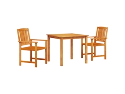Conjunto de comedor de jardín vidaXL de 3 piezas en madera maciza de acacia