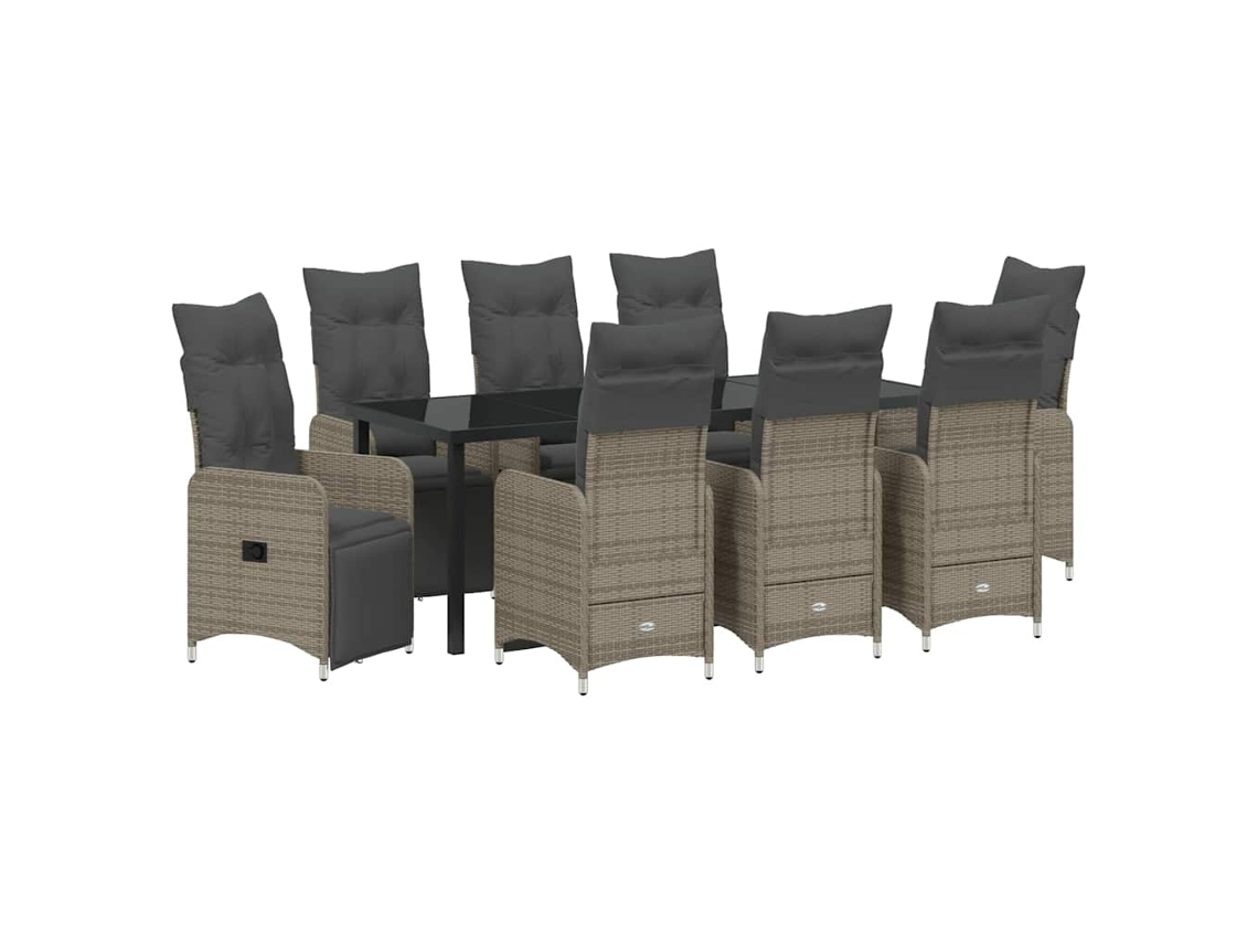 Maison Exclusive - Conjunto De Comedor De Jardín 9 Pcs Gris Ratán Sintético