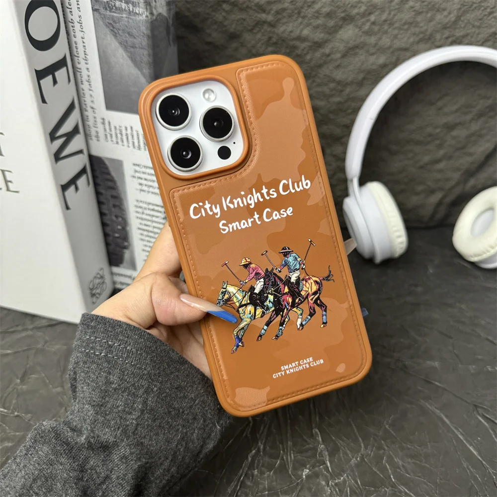 (iphone 15 Pro, Dorado) Funda Magnética Magsafe Con Diseño De Caballero Para Iphone, A Prueba De Golpes