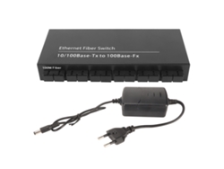 Switch Óptico Ethernet 8 Portas 10/100mbps Tx1310nm Plug And Play Fast Switch Fibra Rede Eu
