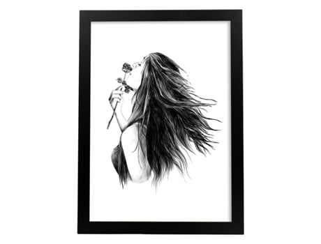 Posters EróTicos. Póster Mujer con Rosa Dibujada con Imagenes Sensuales do Cuerpo Femenino.