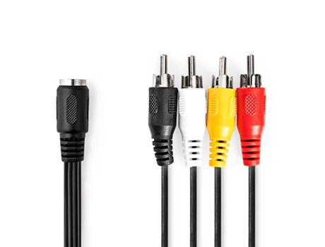 DIN audio cable DIN 5-Pin Female 4x RCA Male Nickel-plated 0.20 m Round PVC Black Label NEDIS