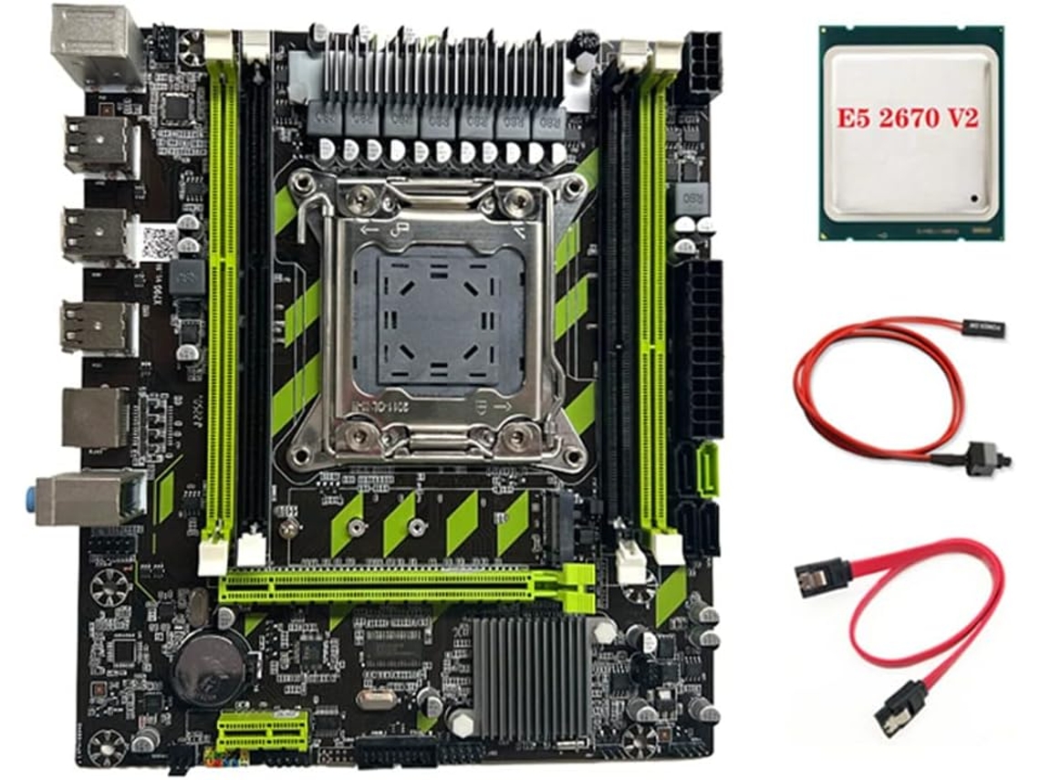 Placa Base X79g Lga2011 + Procesador E5 2670 V2 + 4 Cables De Conmutación Ddr3