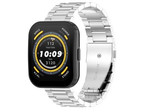 Correa de reloj inteligente para Amazfit Bip 5 de acero inoxidable de tres tensiones (plata)