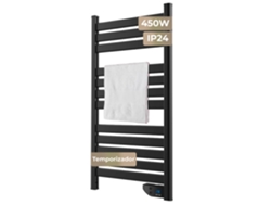 Toallero eléctrico Evvo C500 negro, 450 W, cubre hasta 8 m², eficiente y silencioso, protección contra sobrecalentamiento.