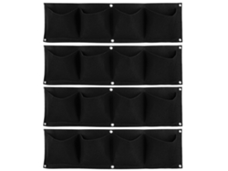 4 Bolsas De Cultivo Colgantes Para Pared, Fieltro Biodegradable, Jardín, 4 Compartimentos, Negro