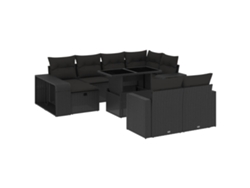 Conjunto 11 de sofás de jardín VIDAXL y cojines ratán sintético negro
