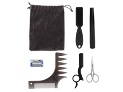 Kit De Cuidado De Barba Para Hombres Con Lápiz, Cepillo, Tijeras Y Accesorios Completos Marrón