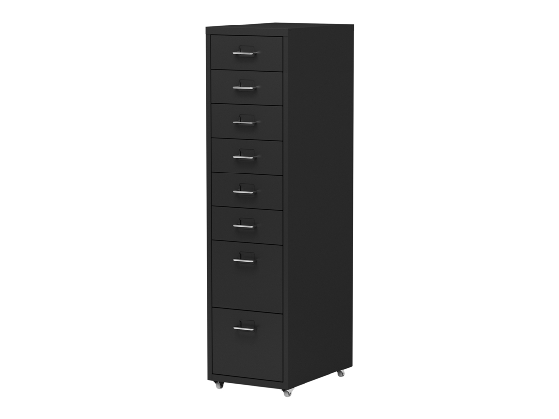 Archivador móvil Kökar con 8 cajones 109x28x41 cm acero - Negro [EN.CASA]