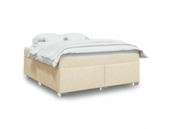 Cama Box Spring Con Colchón Tela Color Crema 180x200 Cm