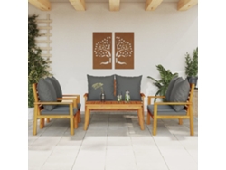 5 Piezas Conjunto Lounge De Jardim C/ Almofadões Acácia Maciça Dkd Home Decor