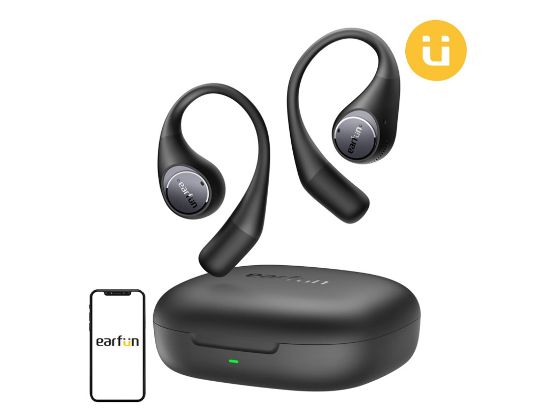 Auriculares Inalámbricos Earfun Open Jump Negros Bluetooth 5.3