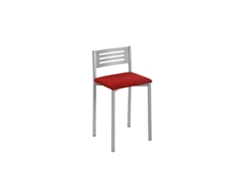 Banqueta de Cozinha em Alumínio Kati com Encosto Baixo 33x69x38cm Michigan Vermelho FANMUEBLES