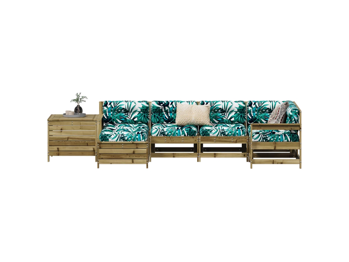 Conjunto de sofá de jardín de 7 piezas de madera de pino impregnada Dkd Home Decor