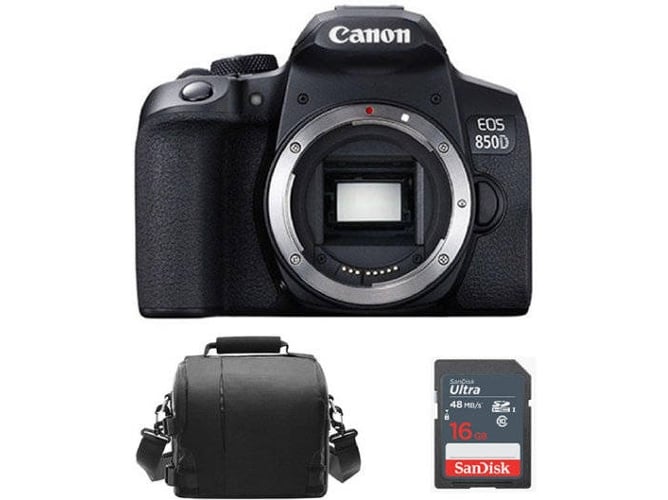 Kit Cámara Réflex CANON EOS 850D + Bolsa + SD de 16GB