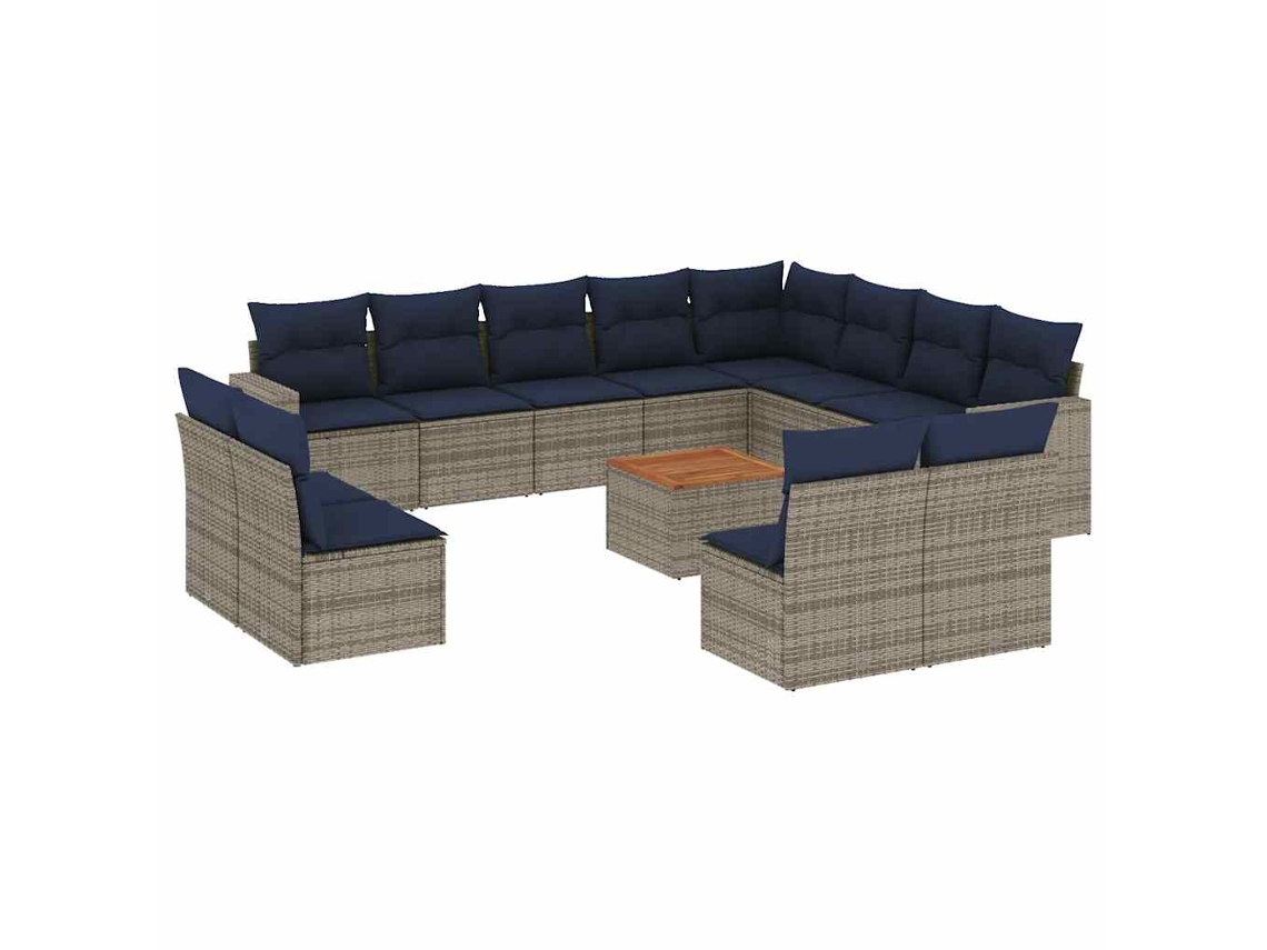 Maison Exclusive - Set Sofás De Jardín Con Cojines 13 Piezas Ratán Sintético Gris