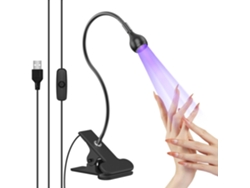 Lámpara De Pegamento Uv De 3w, Usb Con Clip E Interruptor, Color Plata.