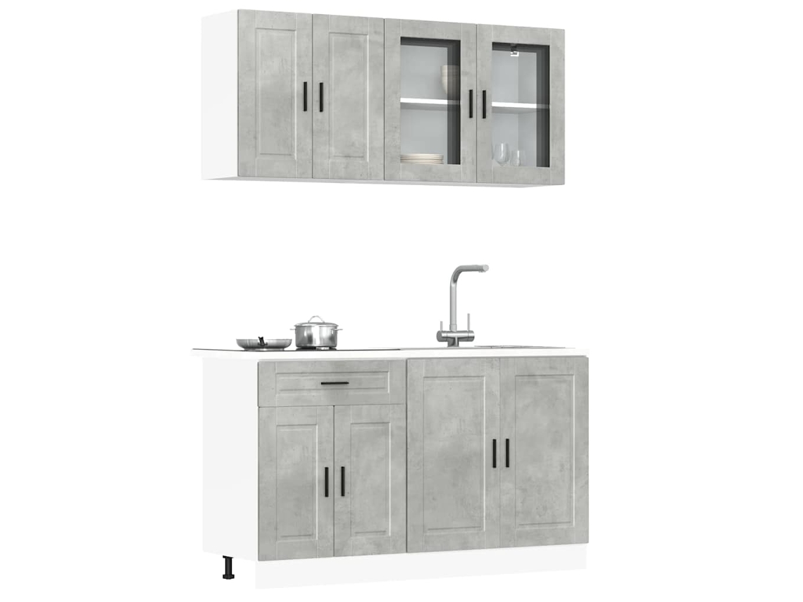 Mueble Cocina Kalmar Gris Hormigón 4 Pzas Madera Contrachapada