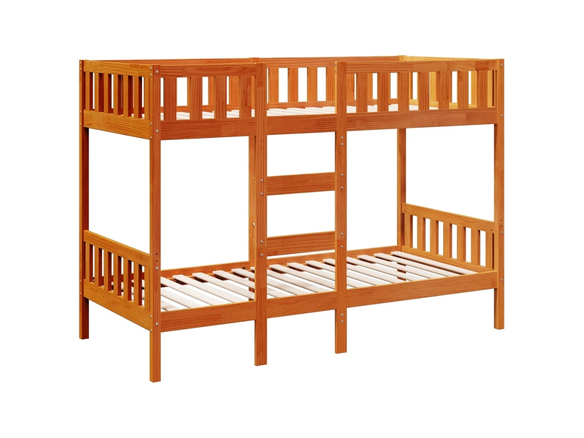 Litera 90x200 Cm Madera Maciza De Pino Cera Marrón Dkd Home Decor