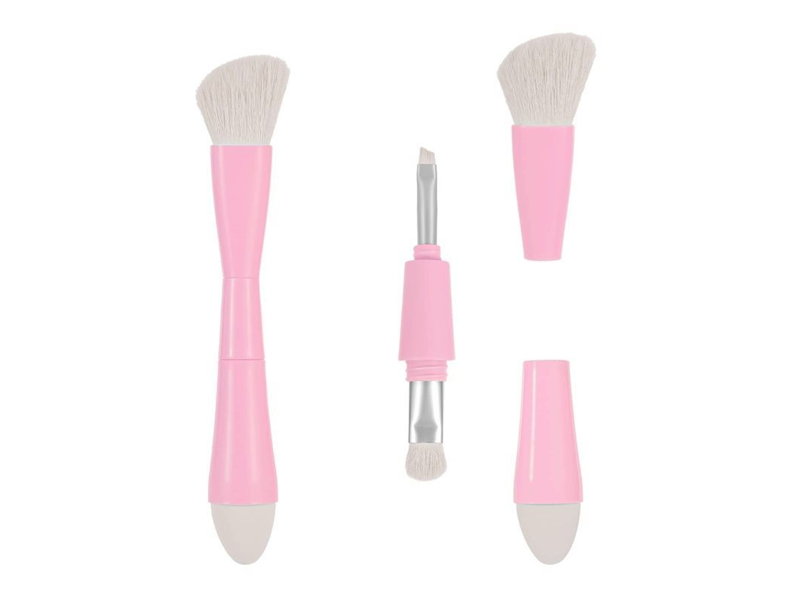 Brocha De Maquillaje De Viaje 4 En 1: Sombra De Ojos, Cejas, Delineador De Ojos Y Rubor.
