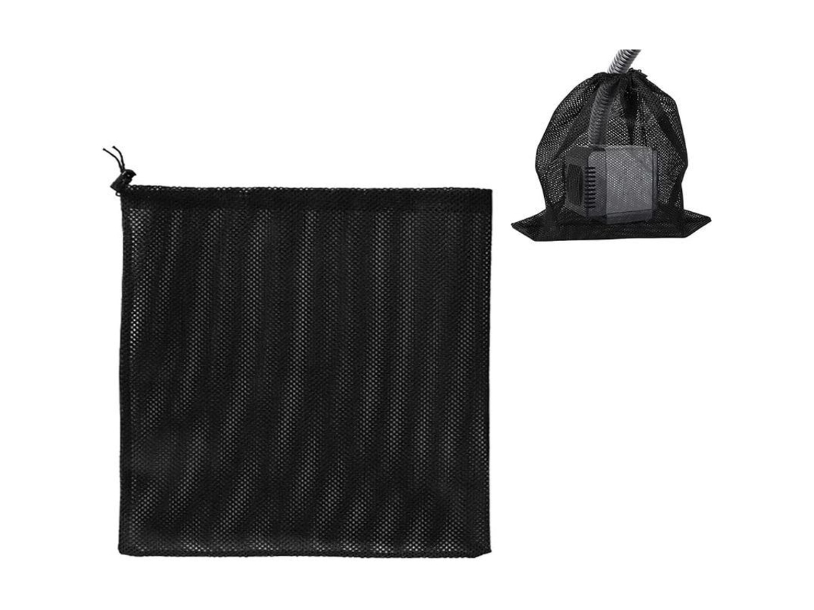 Bolsa de filtro reutilizable para bomba de agua, malla industrial, 45x45 cm, negra, para piscinas y estanques.