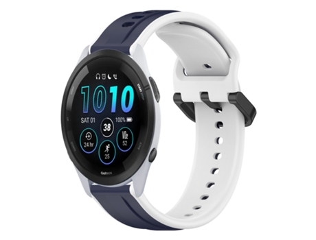 Correa de reloj inteligente para Garmin Forerunner 265 22 mm Bucle convexo de silicona bicolor (azul medianoche + blanco)