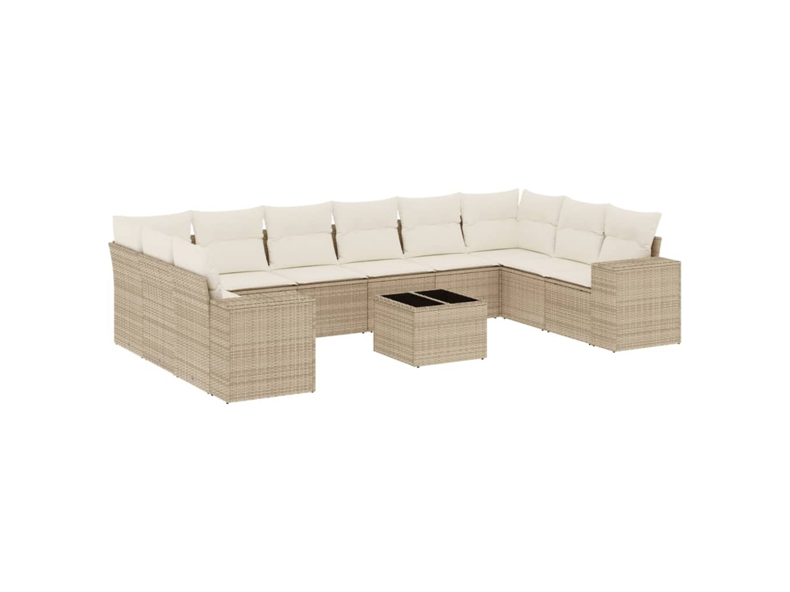 Maison Exclusive - Set De Sofás De Jardín 11pzas Con Cojines Ratán Sintético Beige