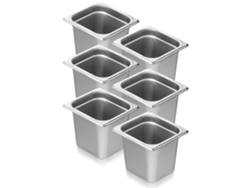 Juego de 6 fregaderos Gastronorm de acero inoxidable de 1/6" 16 cm para restaurante Tekmaquinas