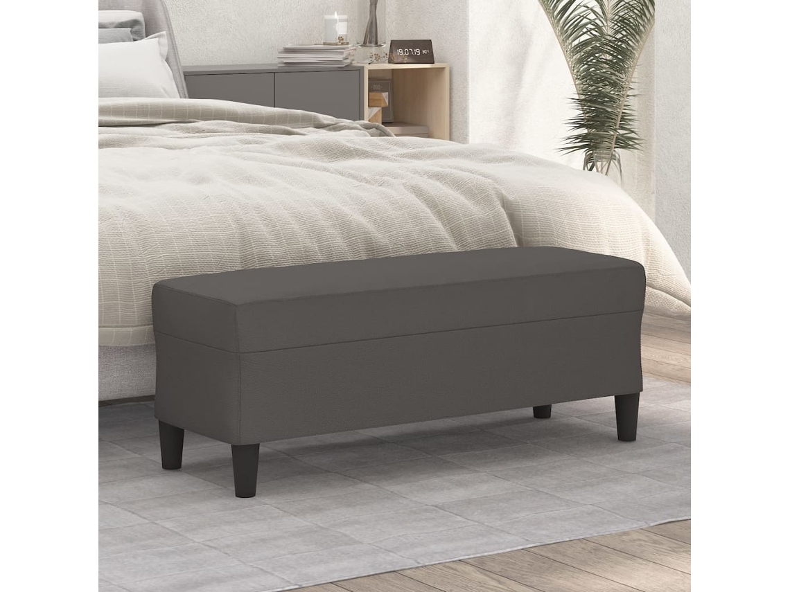 Lovely Home Banco 100X35X41 Cm Cuero Artificial Gris