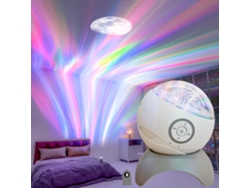 Proyector Aurora Galaxy, lámpara de vida colorida con olas del océano y luna, 3 cubiertas, recargable tipo C Ikikso (blanco)