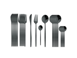 (negro) Juego De Cubiertos De Acero Inoxidable De 24 Piezas, Que Incluye Cuchillo, Cuchara Y Tenedor.