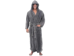 Albornoz Para Hombre Con Capucha Largo Terry Fleece Plush Absorbente Sgrey S Gris