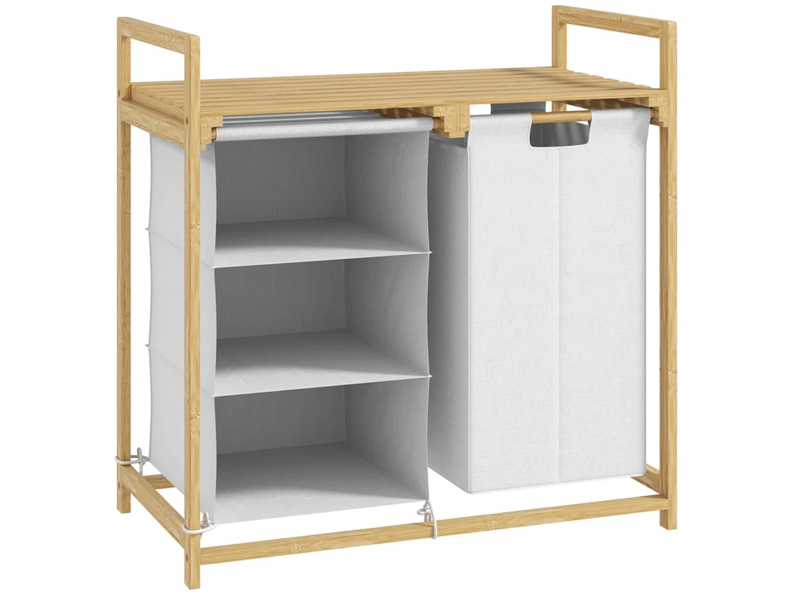 Cesta 83l 70x36x70 Cm Con 2 Bolsas De Tela Retráctiles Y Extraíbles