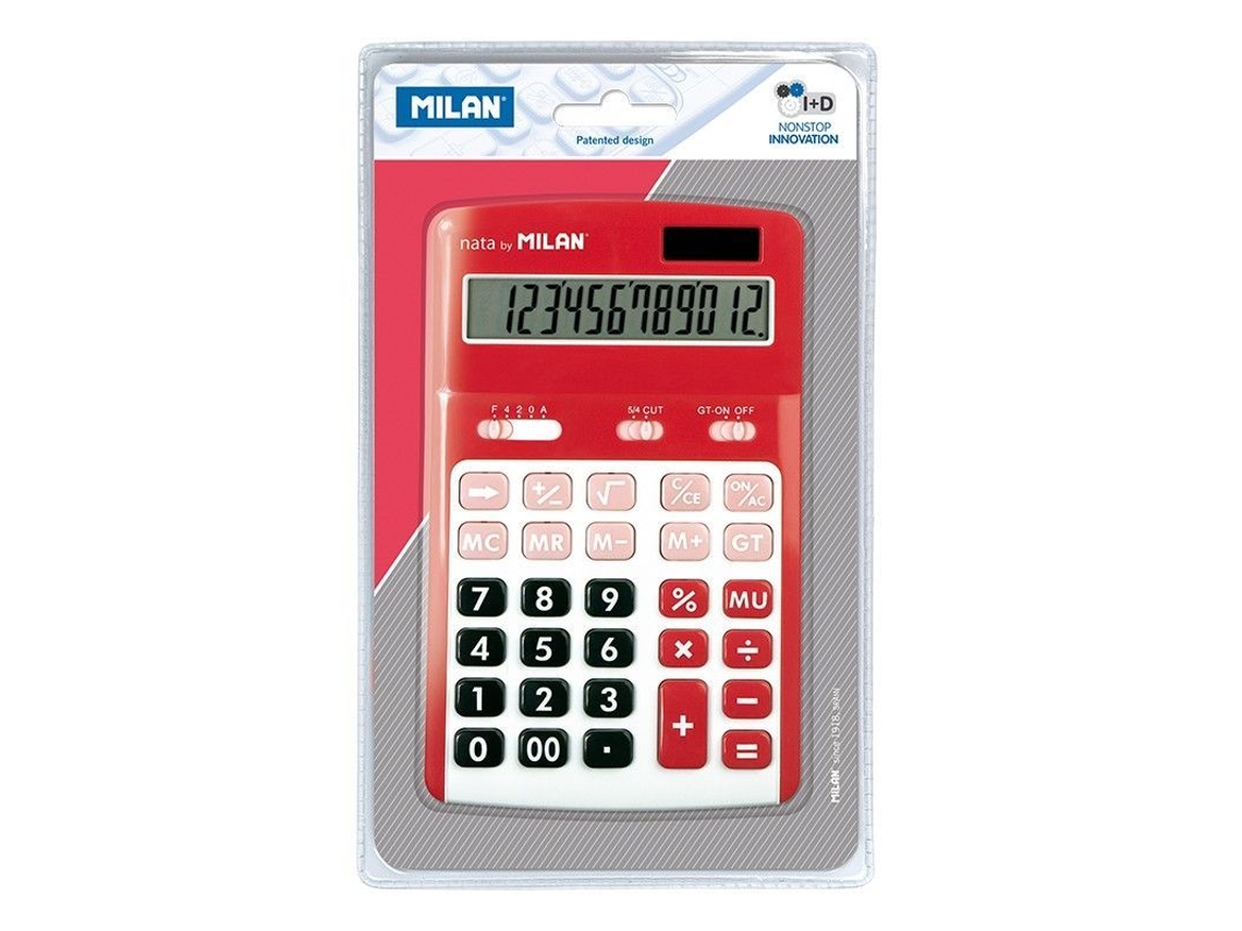 Gran Calculadora Roja de MILAN 12 Dígitos