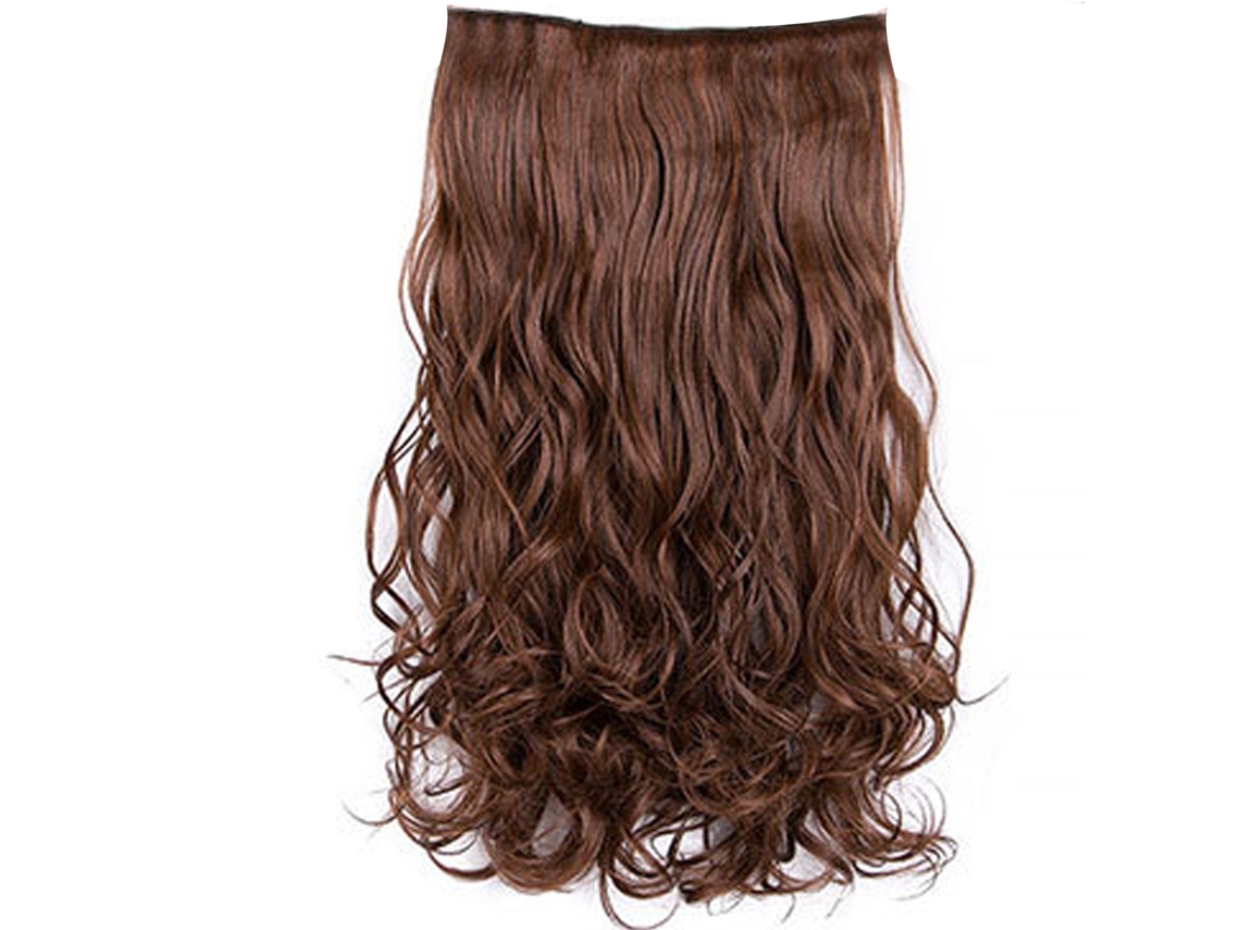 Vlrla-23.6in Light Brown Curly Cabelo Extension Com 6 Clips