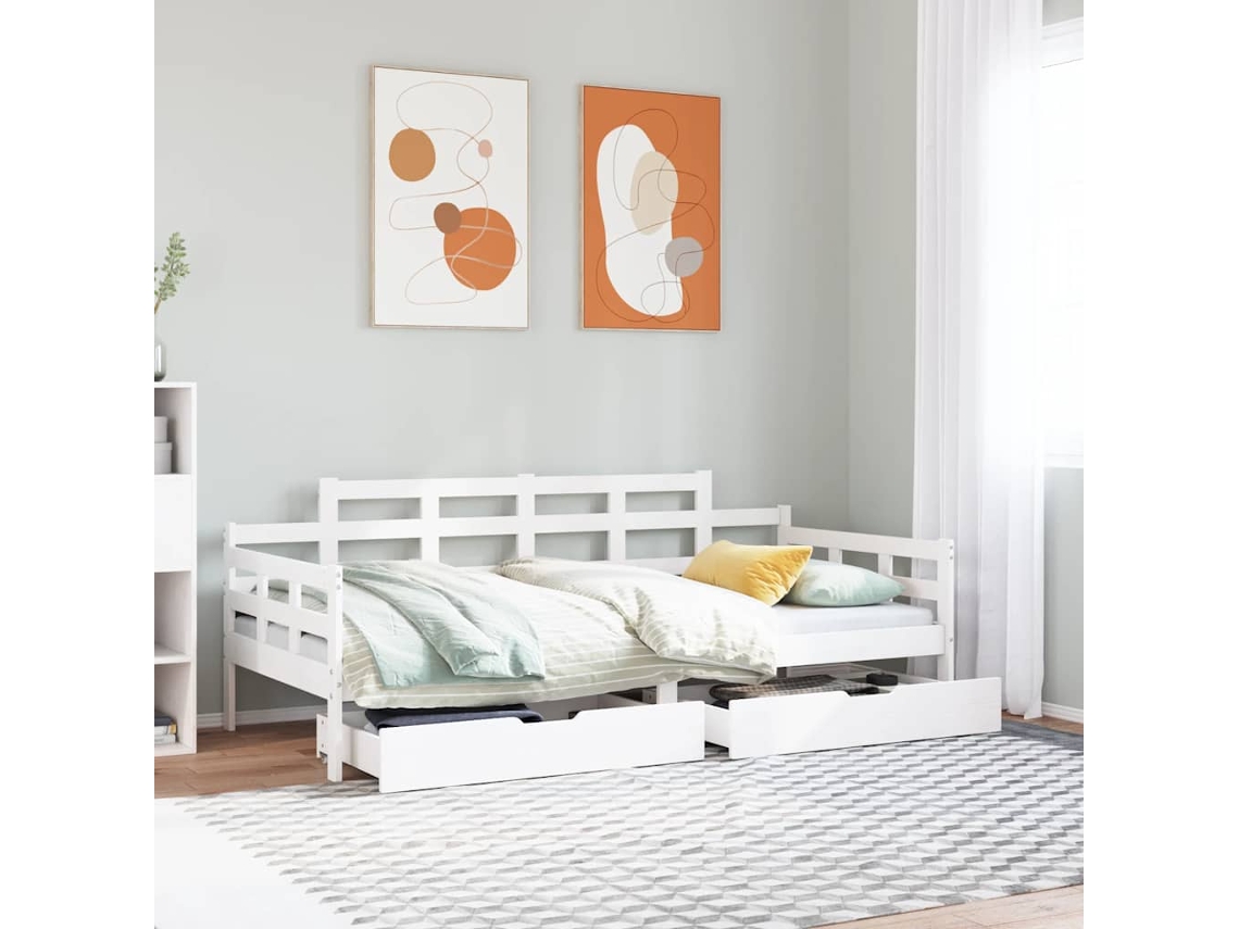Sofá Cama Individual Con Cajones Lovely Home Blanco (90x200cm)