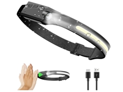 Linterna frontal LED recargable con barra de luz impermeable que ilumina 230 , puede usar 350 lúmenes, adecuada para adultos y niños (negro) YIZHOOD