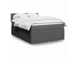 Cama Box Spring Con Colchón Tela Gris Oscuro 140x190 Cm