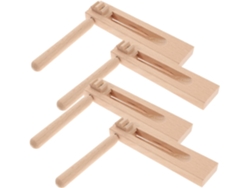 Juego De 4 Castañuelas De Madera Colorido Caqui Para Niños Y Niñas