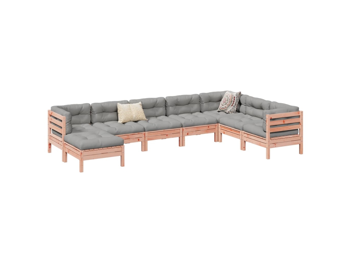 Conjunto de sofá de jardín de 8 piezas con cojines de madera de abeto Douglas DKD Home Decor