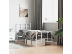 Estructura Cama Sin Colchón Con Estribo Metal Blanco 80x200 Cm