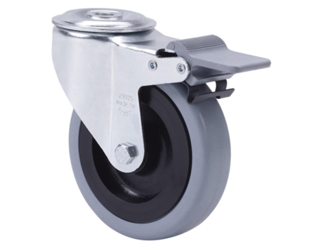 Rueda giratora agujero m12 freno 20zvfd125cp-pgasb poliamix-goma gris bolas ALEX