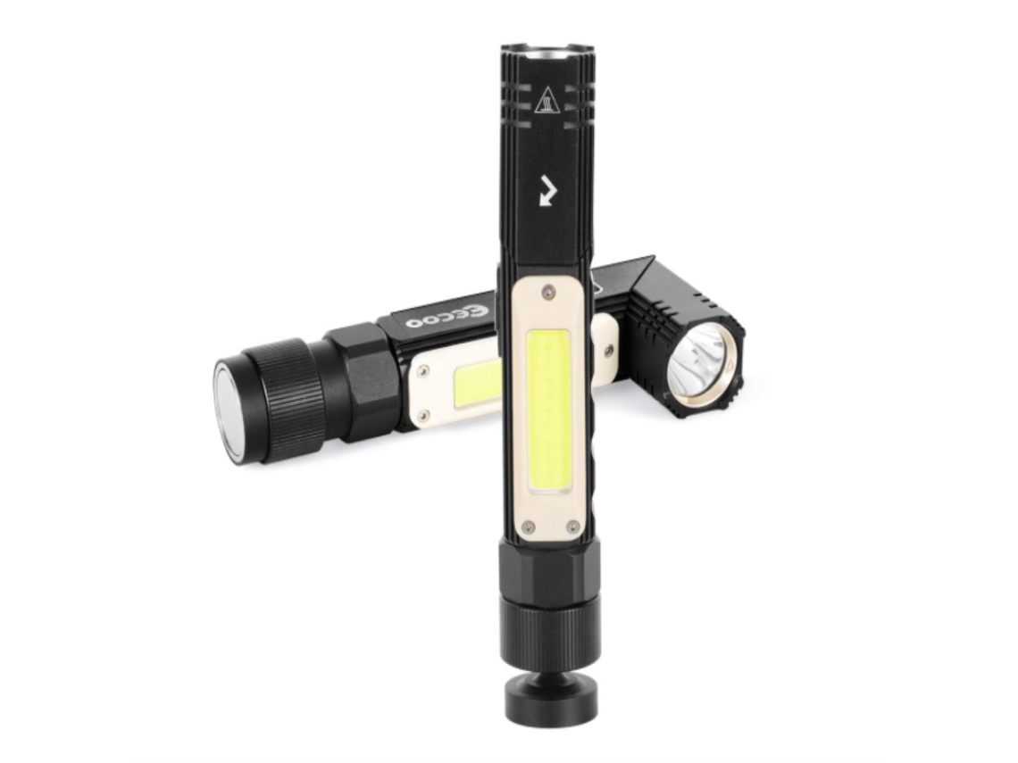 Lámpara De Trabajo Ultrabrillante Con 5 Modos Iluminación, Recargable Por Usb, Tecnología Cob Y Base