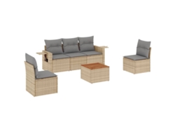 Maison Exclusive - Conjunto de sofá de jardín de 6 piezas con cojines de mimbre, color beige