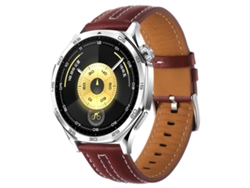 Bracelete Para Huawei Watch Gt 6 (46mm) - Couro - Costura Bicolor - Fivela Prateada (22mm) Vinho Tinto