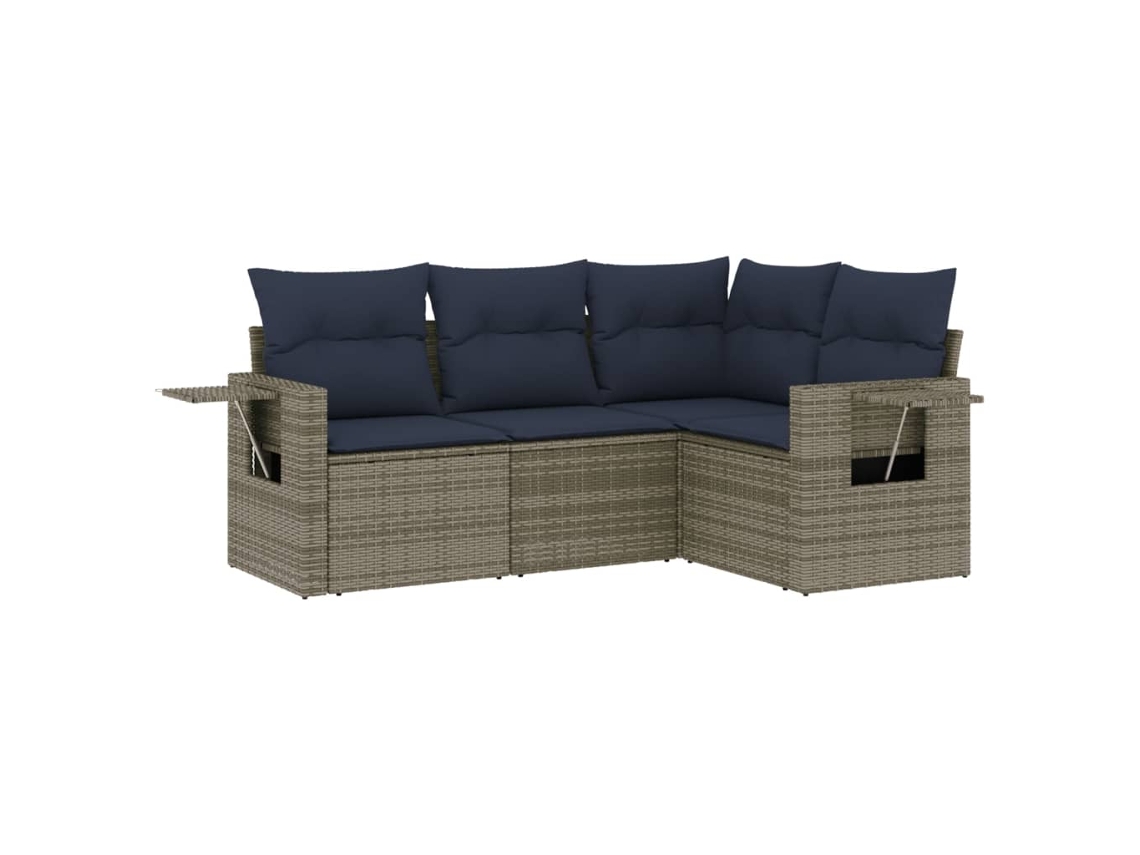 Maison Exclusive - Conjunto De Sofá De Jardín De 4 Piezas Con Cojines, Poliratán Gris