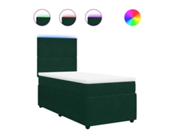 Maison Exclusive - Cama Box Spring Con Colchón Terciopelo Verde Oscuro 90x200 Cm