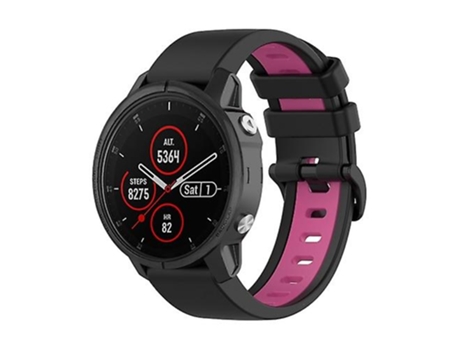 Correa para Garmin Fenix 5S Plus 22 mm Correa de reloj deportiva de silicona de dos colores Negro-Rosa VENISYMLIS