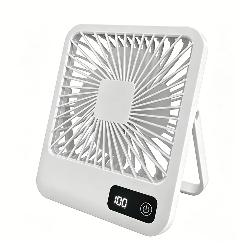 Ventilador De Escritorio Portátil Y Elegante, Con Batería De Alta Capacidad, Doble Motor Y Diseño Elegante (blanco).